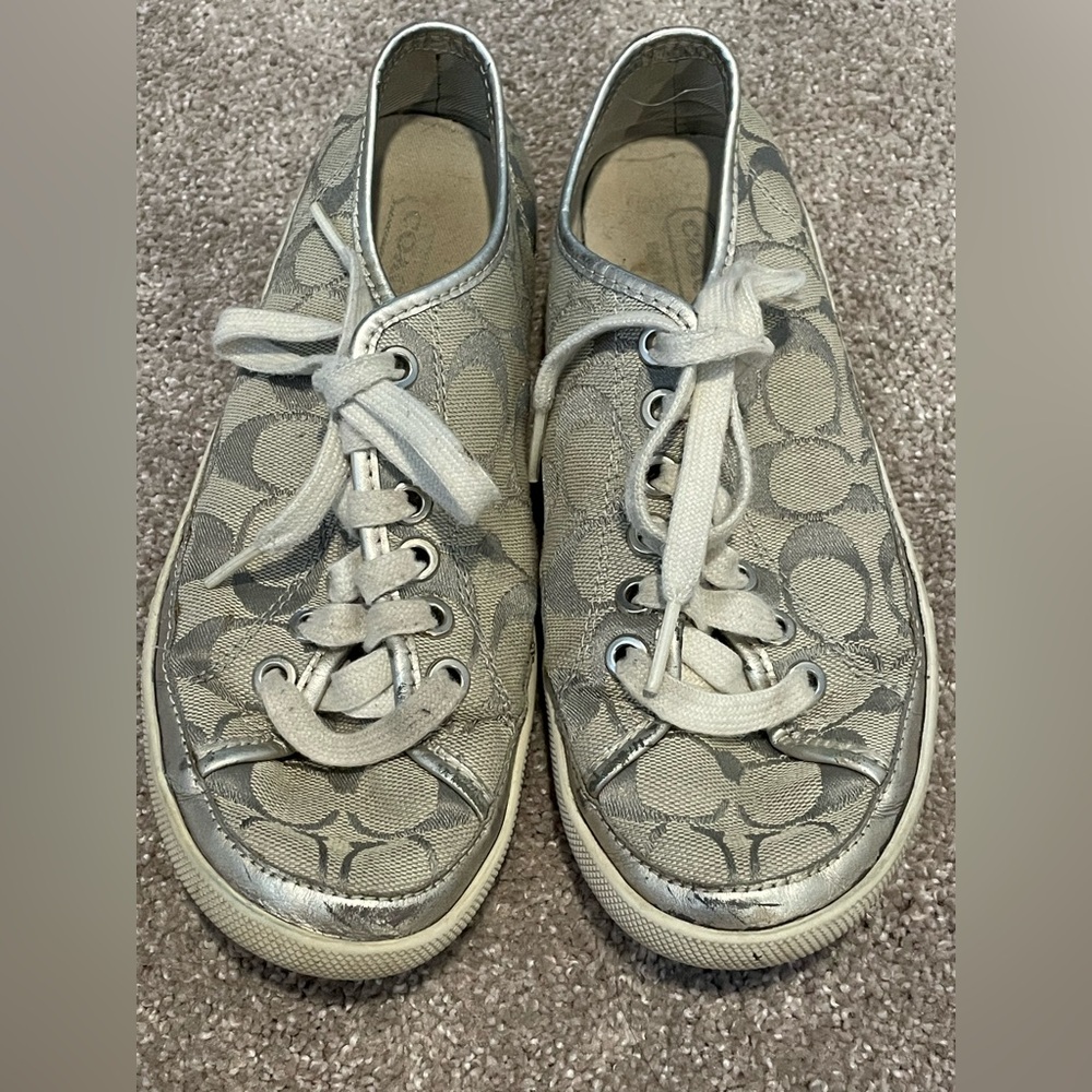 Authentic Coach Silver/Gray Sneakers. Size 6.5 women’s